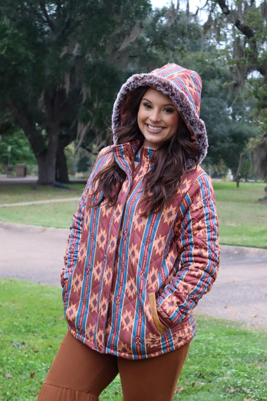 Aztec Quilted Jacket - Small