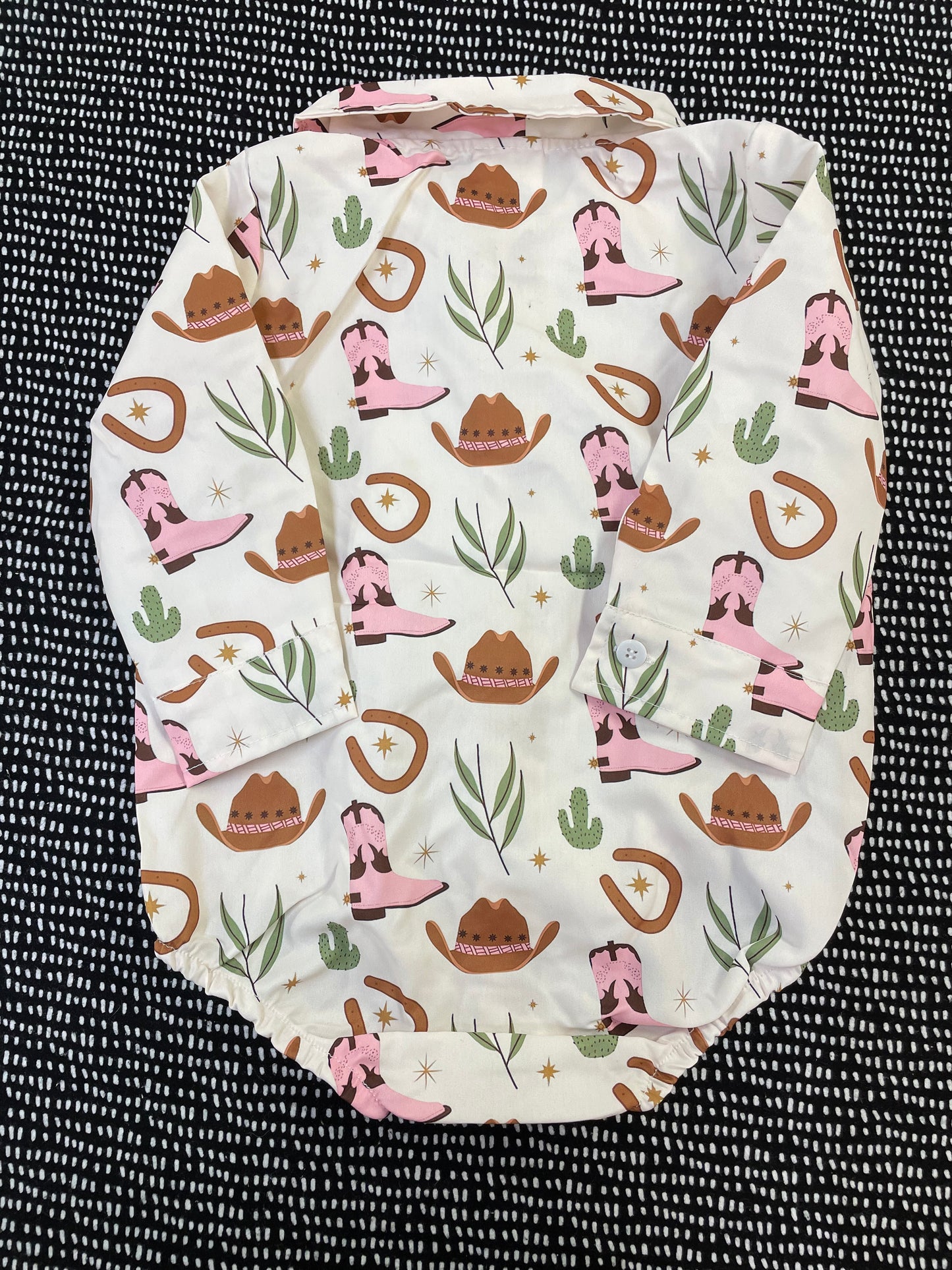 Pretty in Pink Boots Button Up Onesie