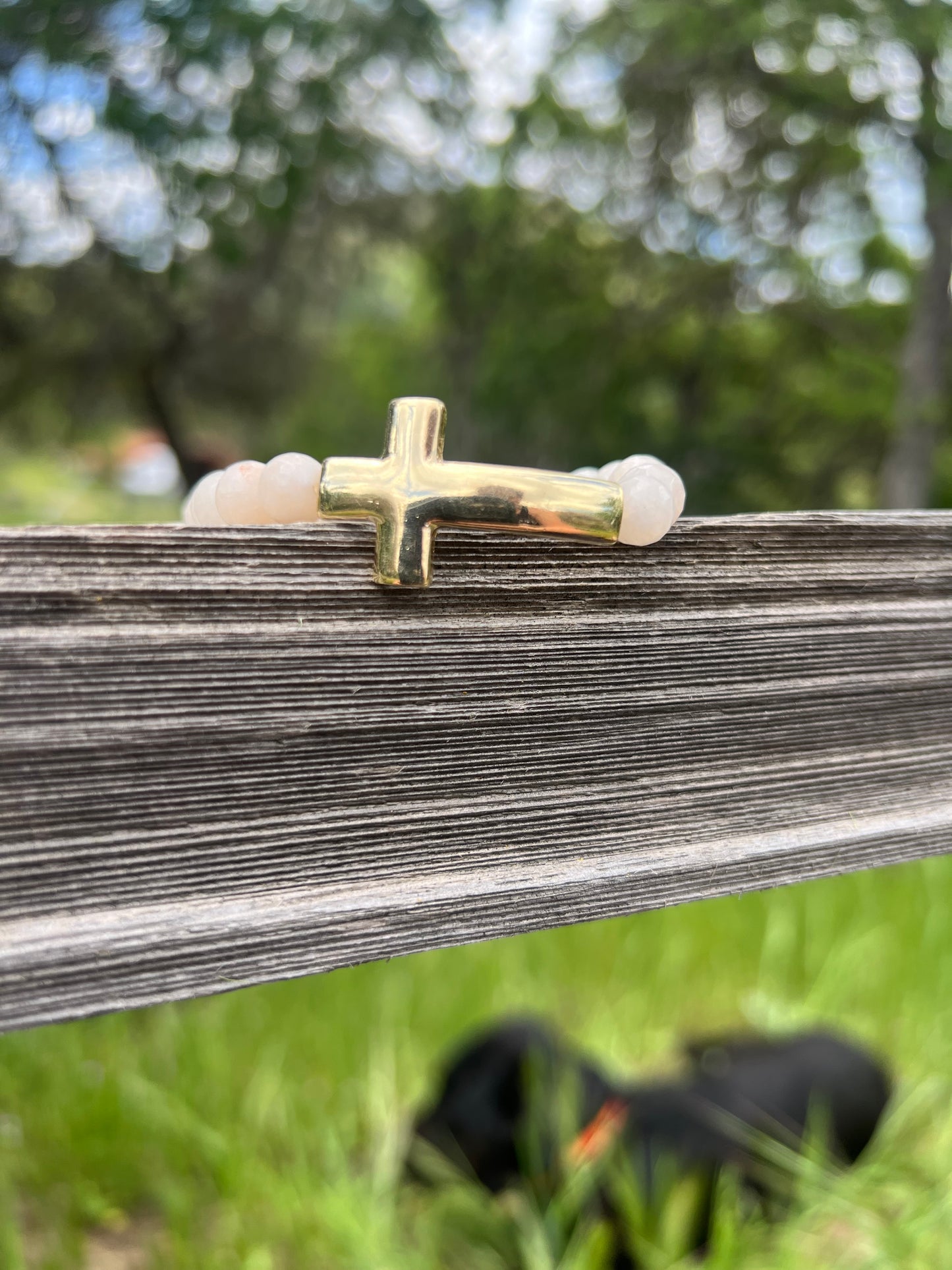 Brass Cross Stretch Bracelet