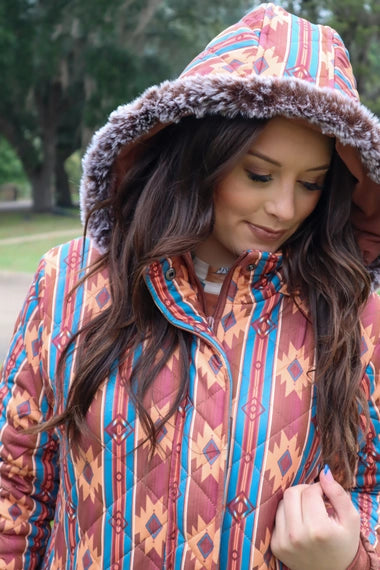 Aztec Quilted Jacket - Small