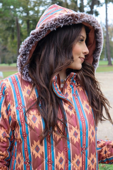 Aztec Quilted Jacket - Small