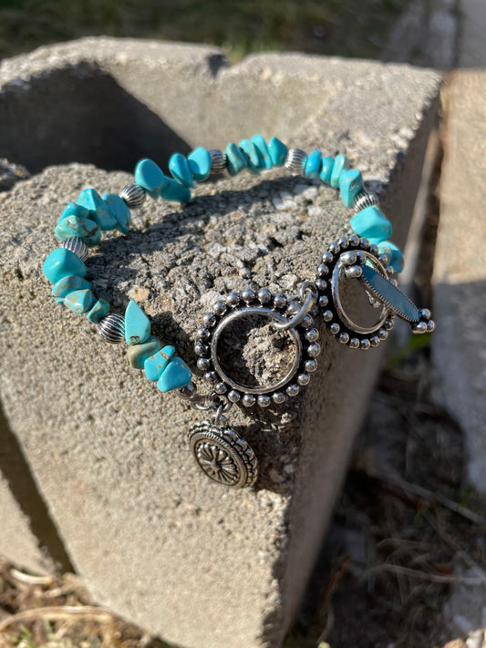 Concho and Teal Stone Bracelet