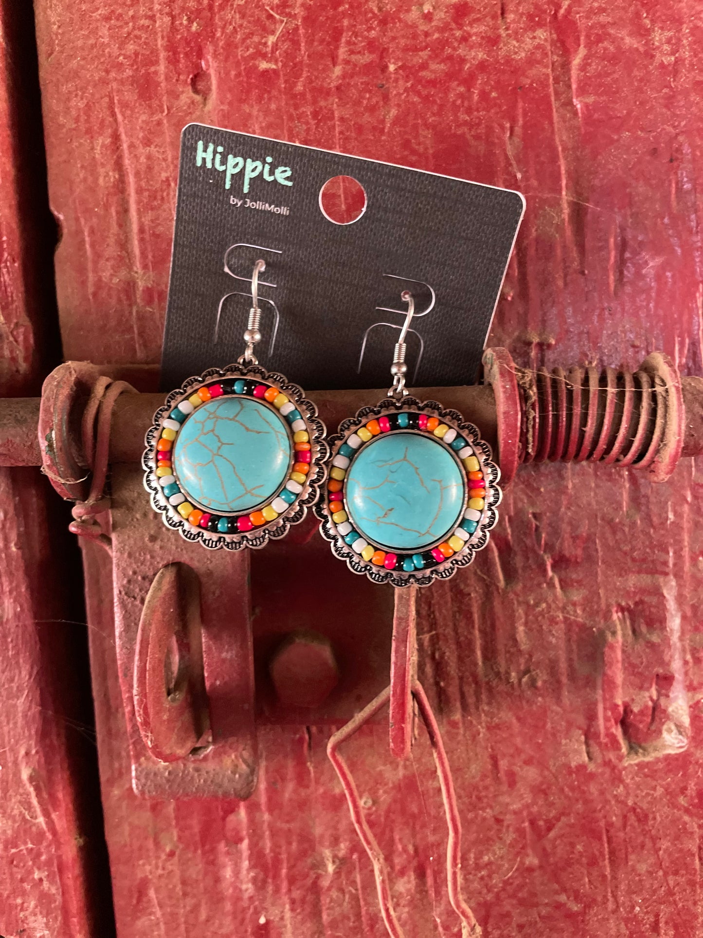 Beaded Concho Earrings