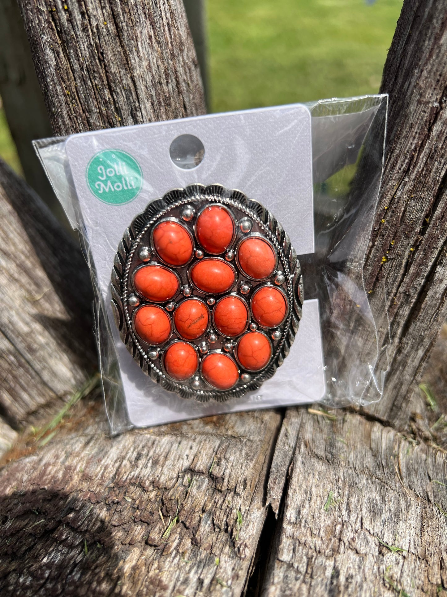 Oval Concho Pop Socket with Colored Stones