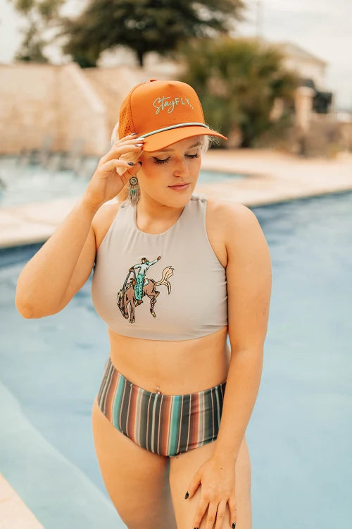 Two Piece Reversible Serape Bronc Swimsuit