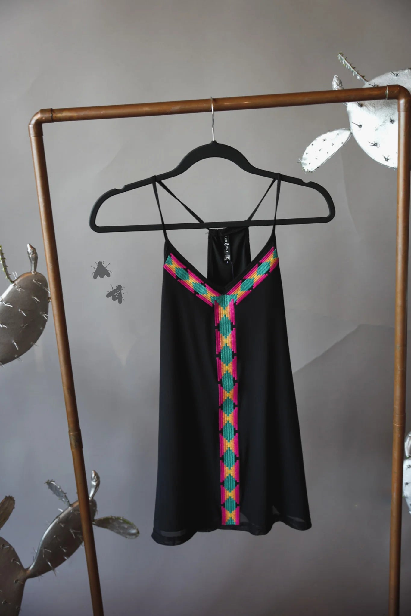 Black Tank with Navajo Style Embroidery