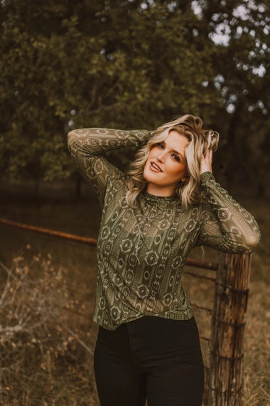 Olive Meshin' Around Long Sleeve
