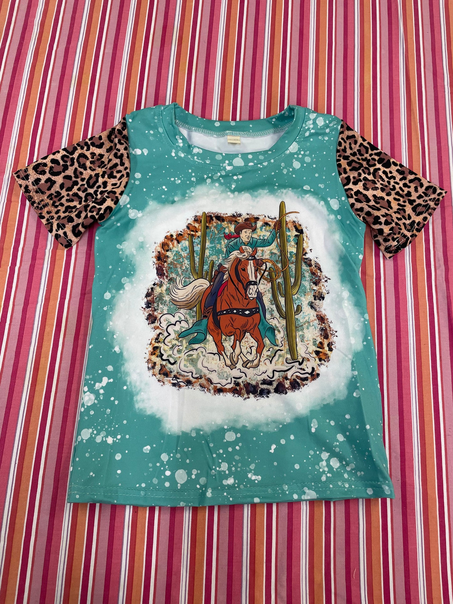 Desert Cowboy Mint and Leopard Tee