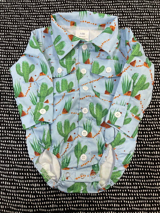 Cactus Blue Onesie Western Shirt