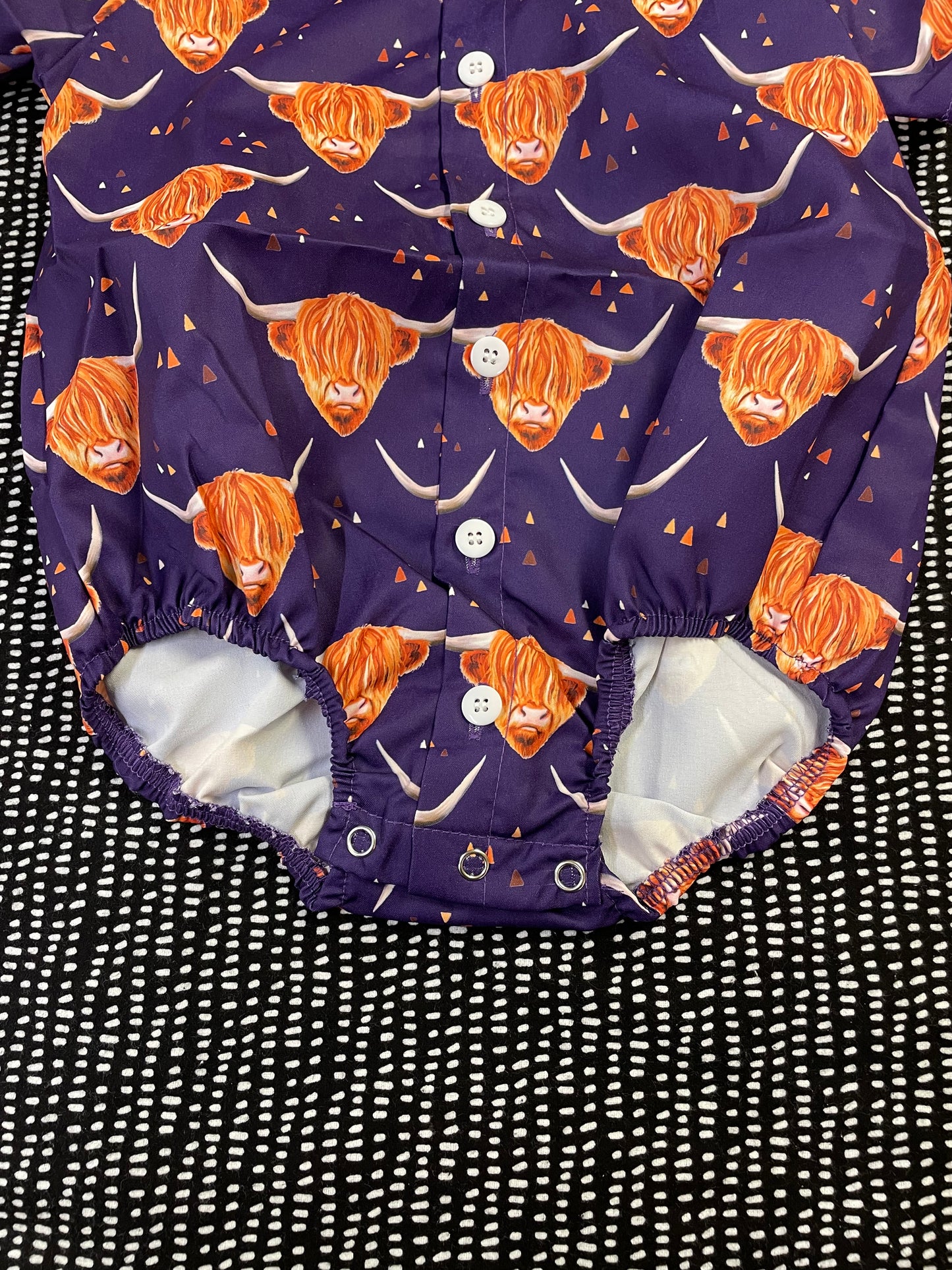 Purple Highlander Button Up Onesie