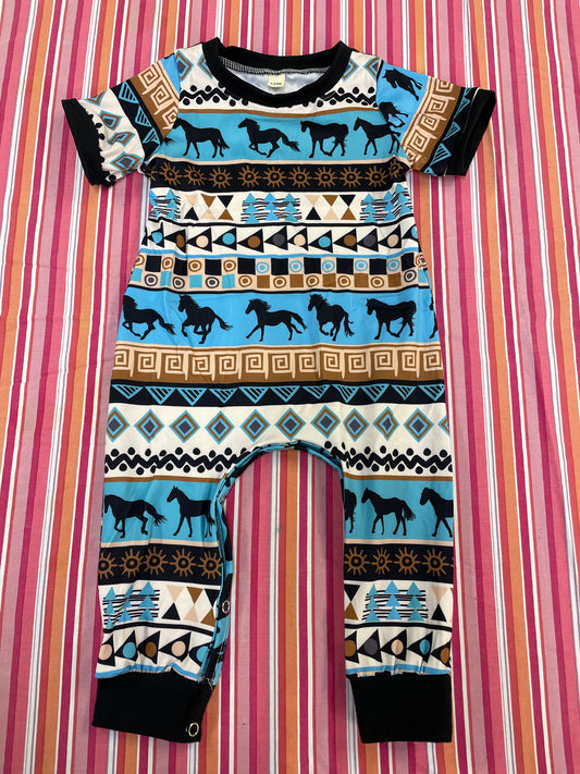 Wild Horse Geo Print Onesie