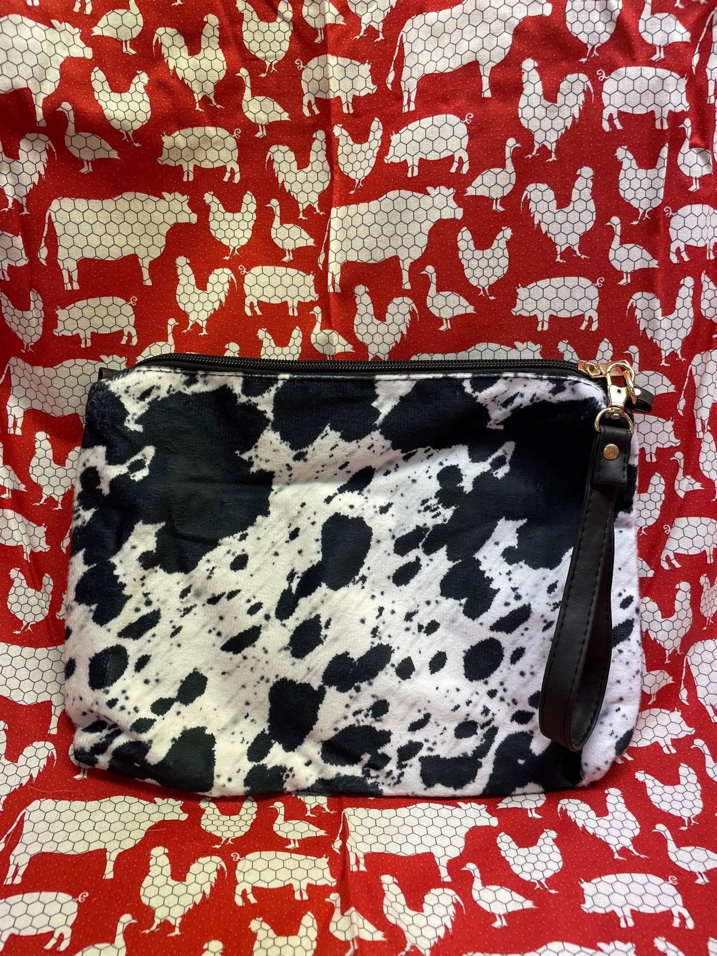 Black and White Cow Print Crossbody Purse