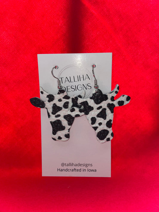 Cow Print Steer Head Earring