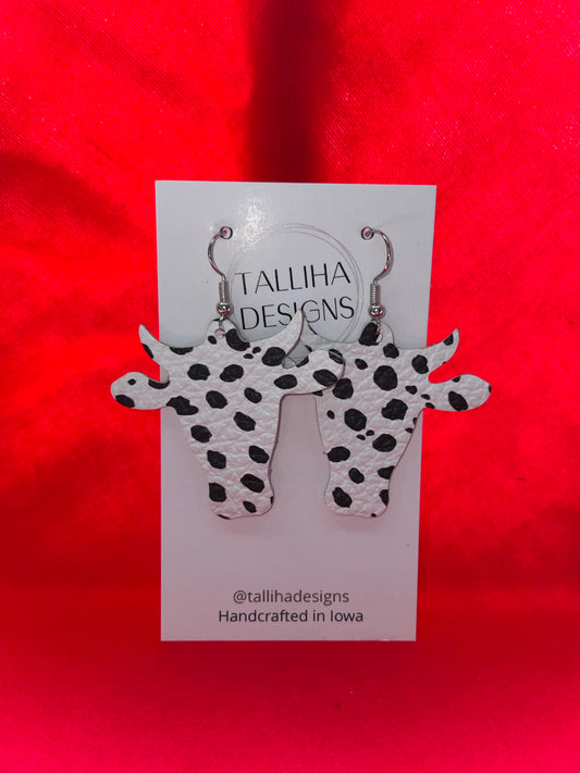 Spotted Cow Steer Head Earring