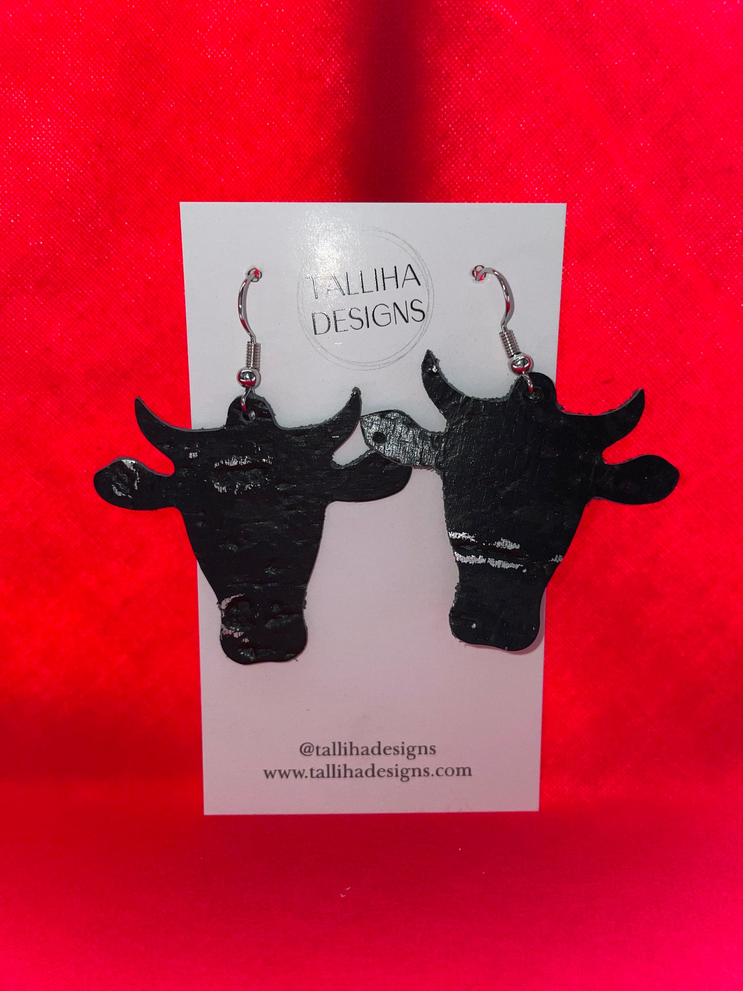 Black Steer Head Earring